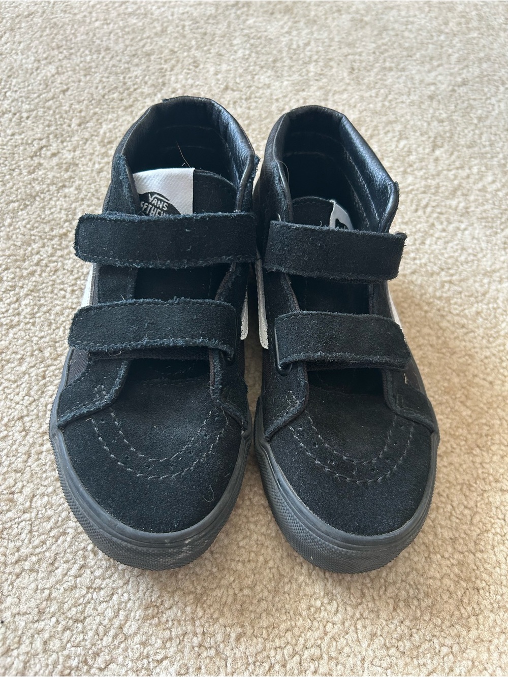 Vans Kids Black Suede Velcro High-Top Sneakers size 1.5